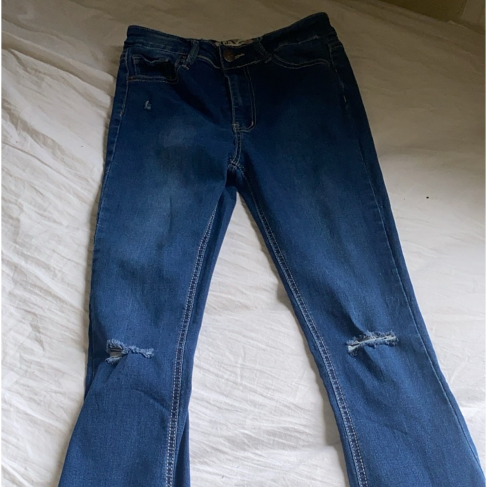 LevJeans distressed bootleg jeans size 5 . Only work once